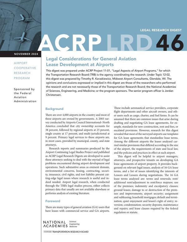 Legal Considerations for General Aviation Lease Development at Airports